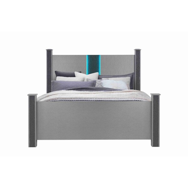Global Furniture Usa Contemporary Logan Silver King Bed With Led And Speakers - 7403