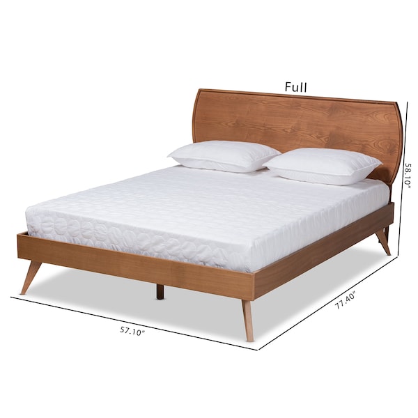Baxton Studio Aimi Mid-Century Modern Walnut Brown Finished Wood Full Size Platform Bed - 183-11113-9407-ZORO
