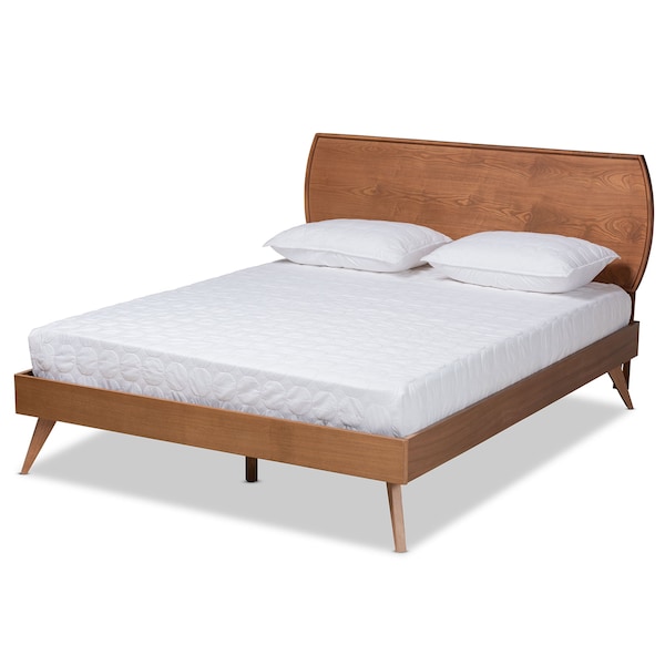 Baxton Studio Aimi Mid-Century Modern Walnut Brown Finished Wood Full Size Platform Bed - 183-11113-9407-ZORO