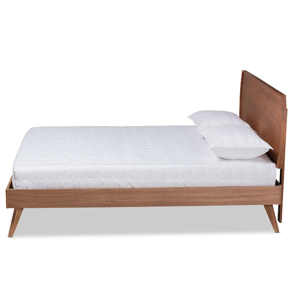 Baxton Studio Aimi Mid-Century Modern Walnut Brown Finished Wood Full Size Platform Bed - 183-11113-9407-ZORO