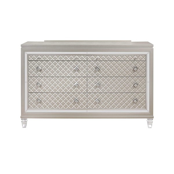 Global Furniture Usa Traditional Glam Tufted Paris Champagne King Bed Group With Led - 2873