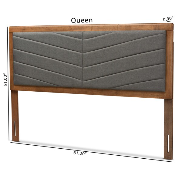 Baxton Studio Iden ModernDark Grey Fabric Upholstered and Walnut Brown Finished Wood Headboard-Queen - 192-11544-ZORO