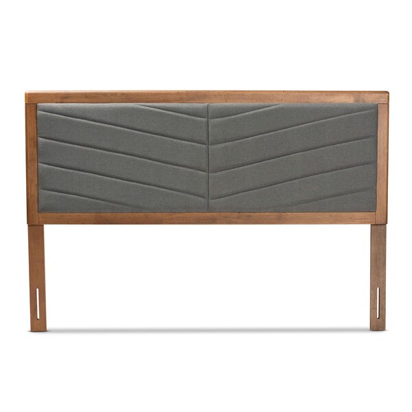 Baxton Studio Iden ModernDark Grey Fabric Upholstered and Walnut Brown Finished Wood Headboard-Queen - 192-11544-ZORO
