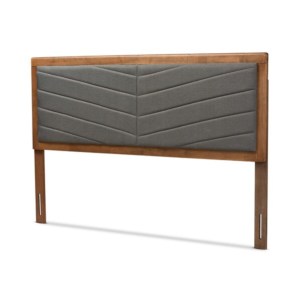 Baxton Studio Iden ModernDark Grey Fabric Upholstered and Walnut Brown Finished Wood Headboard-Queen - 192-11544-ZORO