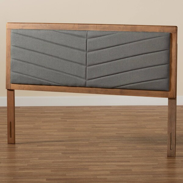 Baxton Studio Iden ModernDark Grey Fabric Upholstered and Walnut Brown Finished Wood Headboard-Queen - 192-11544-ZORO