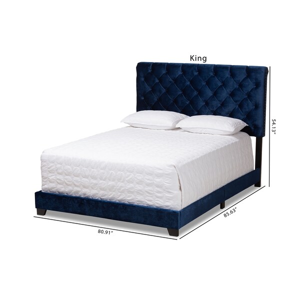 Baxton Studio Candace Luxe and Glamour Navy Velvet Upholstered Queen Size Bed - 149-8948