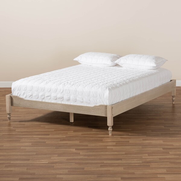 Baxton Studio Laure Antique White Oak Finished Wood Queen Size Platform Bed Frame - 161-10206
