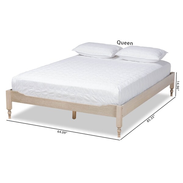 Baxton Studio Laure Antique White Oak Finished Wood Queen Size Platform Bed Frame - 161-10206