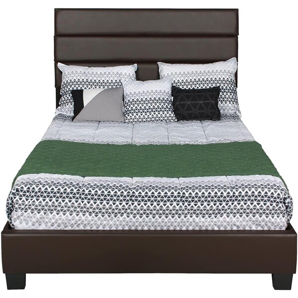 Better Home Napoli Faux Leather Upholstered Platform Twin Size Bed, Tobacco - NAPOLI-33-TOB