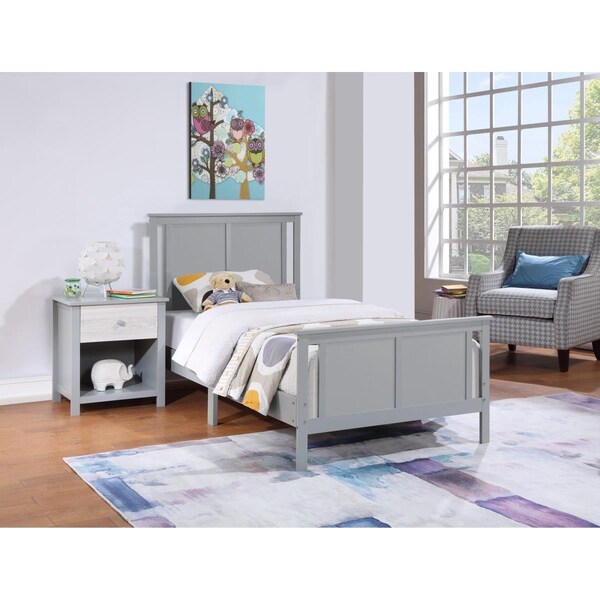 Kd Muebles De Comedor Connelly Reversible Panel Twin Size Bed Gray & Rockport Gray - KD2996101