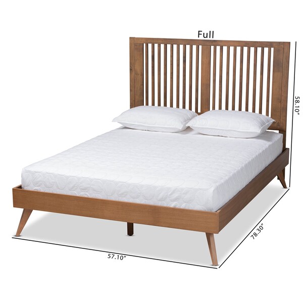 Baxton Studio Takeo Mid-Century Modern Transitional Ash Walnut Finished Wood Full Size Platform Bed - 180-11151-9407-ZORO