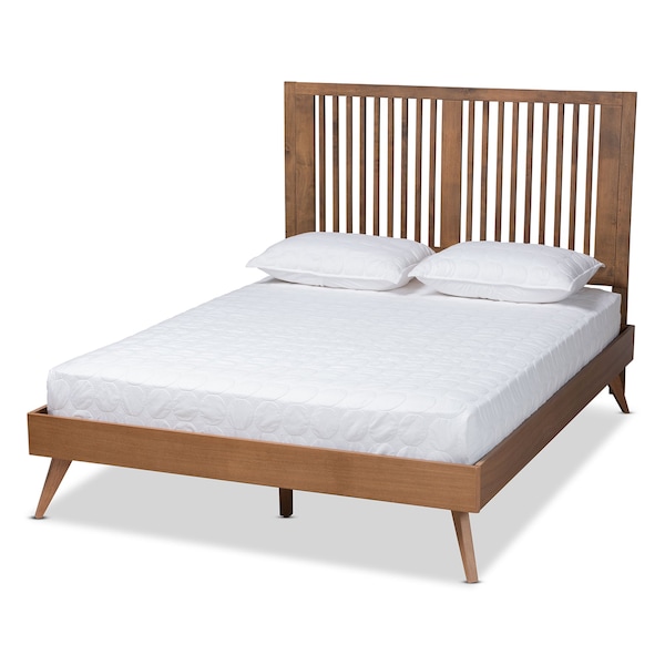 Baxton Studio Takeo Mid-Century Modern Transitional Ash Walnut Finished Wood Full Size Platform Bed - 180-11151-9407-ZORO