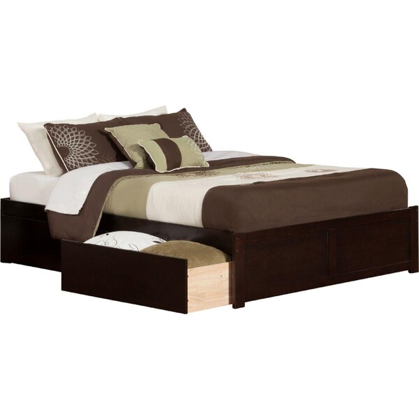 Atlantic Furniture Concord Flat Panel Foot Board with Urban Bed Drawers, Espresso - King - AR8052111