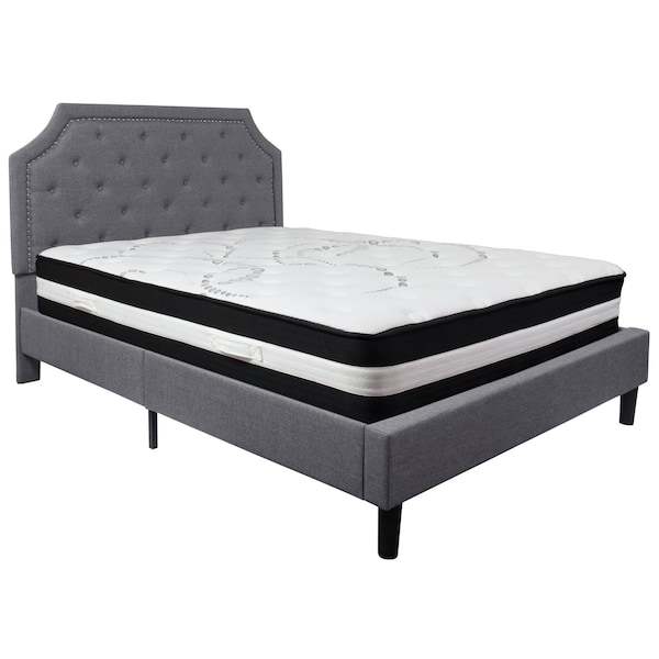 Flash Furniture Brighton Queen Platform Bed Set, Lght Gry - SL-BM-11-GG