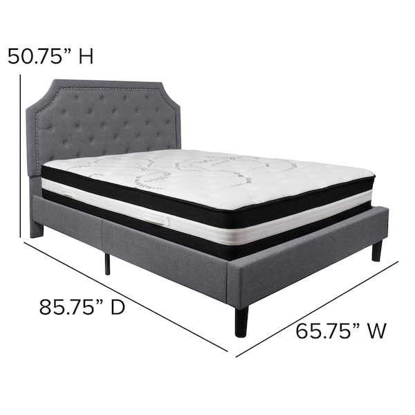 Flash Furniture Brighton Queen Platform Bed Set, Lght Gry - SL-BM-11-GG