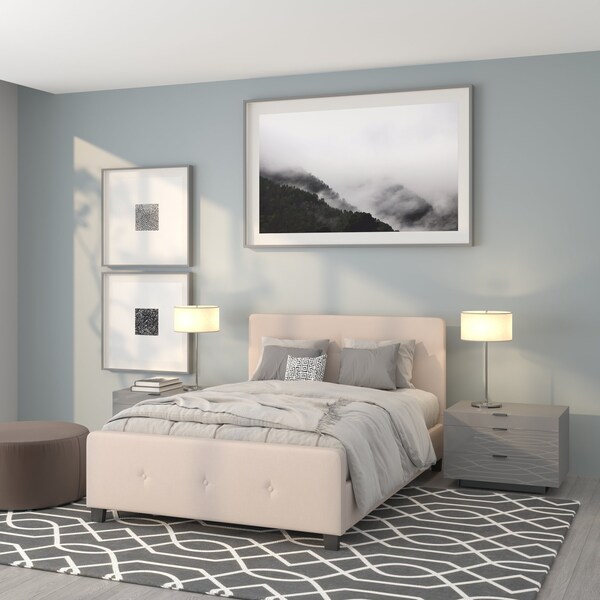 Flash Furniture Platform Bed, Tribeca, Full, Beige - HG-18-GG