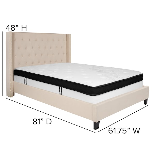 Flash Furniture Full Platform Bed Set, Beige - HG-BMF-34-GG