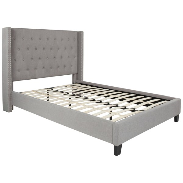 Flash Furniture Platform Bed, Riverdale, Full, Light Gray - HG-42-GG