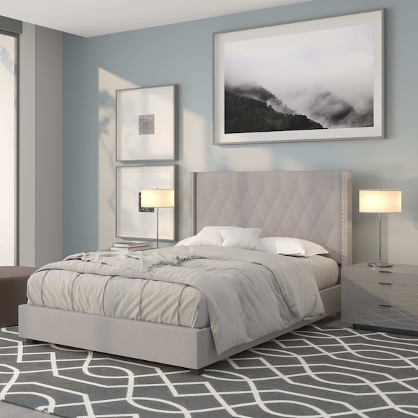 Flash Furniture Platform Bed, Riverdale, Full, Light Gray - HG-42-GG