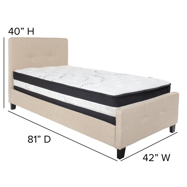 Flash Furniture Platform Bed Set, Tribeca, Twin, Beige - HG-BM-17-GG
