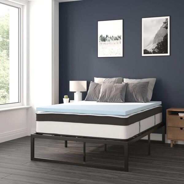 Flash Furniture 12" Full Mattress, 14" Bed frame & 3" Topper Set - XU-BD10-12PSM2M35-F-GG