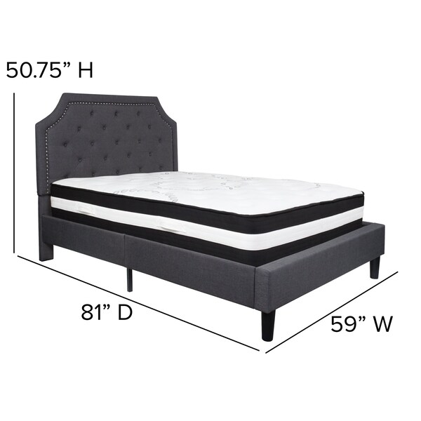Flash Furniture Brighton Full Platform Bed Set, Dark Gray - SL-BM-14-GG
