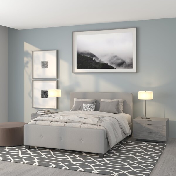 Flash Furniture Platform Bed, Tribeca, Queen, Light Gray - HG-27-GG
