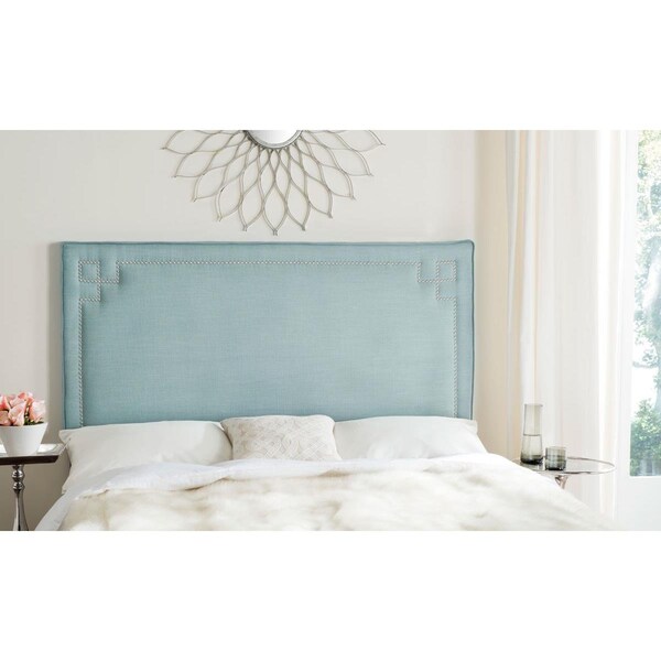 Safavieh 54.1 x 62.2 x 3.4 in. Remington Sky Blue Headboard - Silver Nail Head - MCR4014B