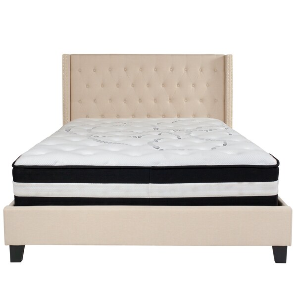 Flash Furniture Platform Bed Set, Riverdale, Queen, Beige - HG-BM-35-GG