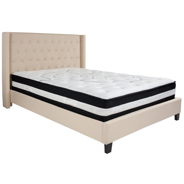Flash Furniture Platform Bed Set, Riverdale, Queen, Beige - HG-BM-35-GG