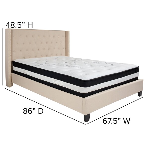 Flash Furniture Platform Bed Set, Riverdale, Queen, Beige - HG-BM-35-GG