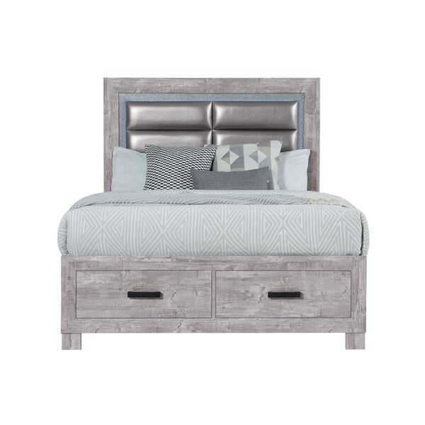 Global Furniture Usa Farmhouse Glam Paper Nolan Grey Full Bed - 4451