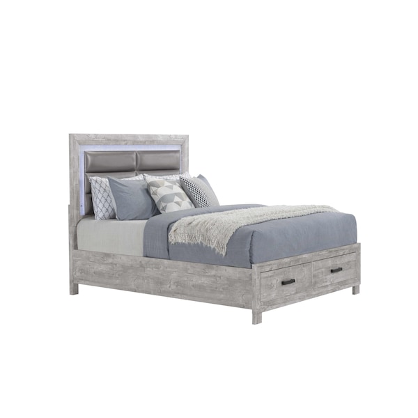 Global Furniture Usa Farmhouse Glam Paper Nolan Grey Full Bed - 4451