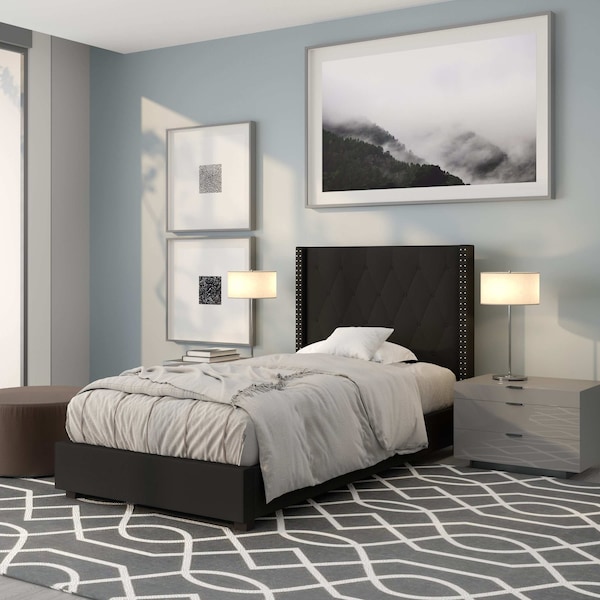 Flash Furniture Platform Bed, Riverdale, Twin, Black - HG-37-GG