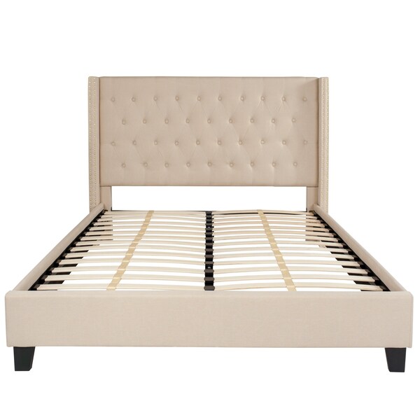 Flash Furniture Platform Bed, Riverdale, Queen, Beige - HG-35-GG