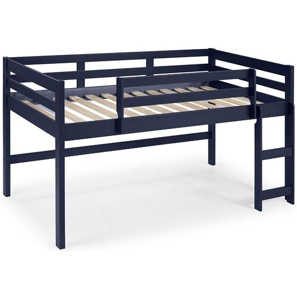 Acme Twin Wooden Loft Bed with Guard Rail and Ladder in Navy Blue - ER-0146BL