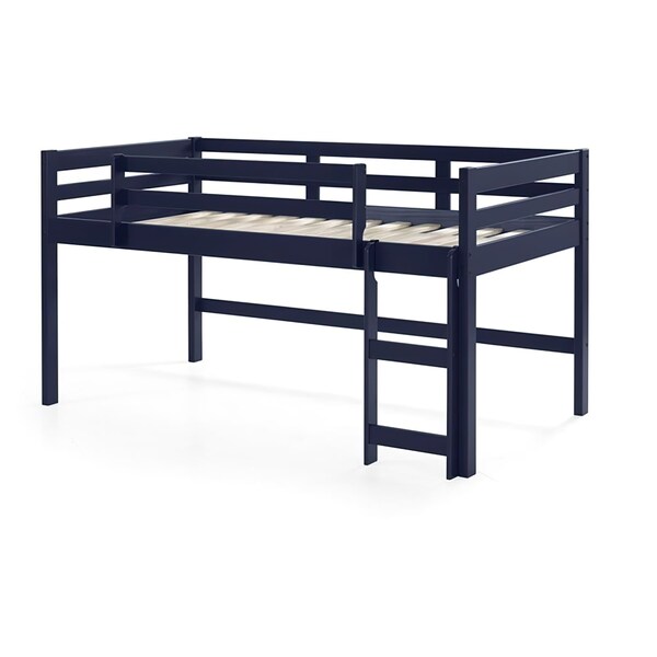 Acme Twin Wooden Loft Bed with Guard Rail and Ladder in Navy Blue - ER-0146BL