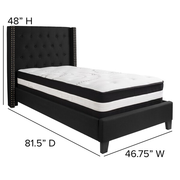 Flash Furniture Platform Bed Set, Riverdale, Twin, Black - HG-BM-37-GG