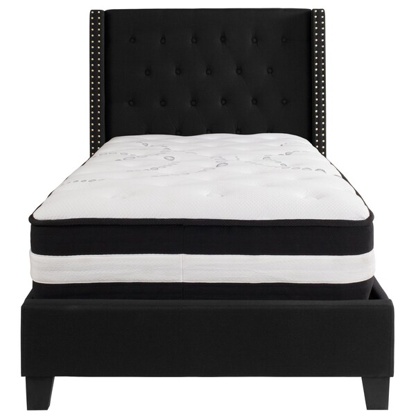 Flash Furniture Platform Bed Set, Riverdale, Twin, Black - HG-BM-37-GG