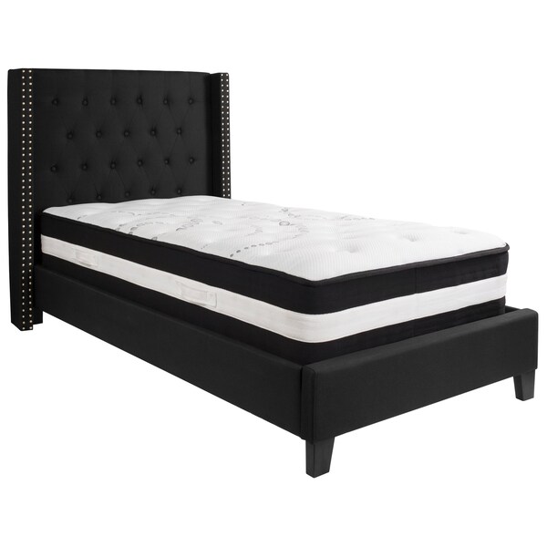 Flash Furniture Platform Bed Set, Riverdale, Twin, Black - HG-BM-37-GG