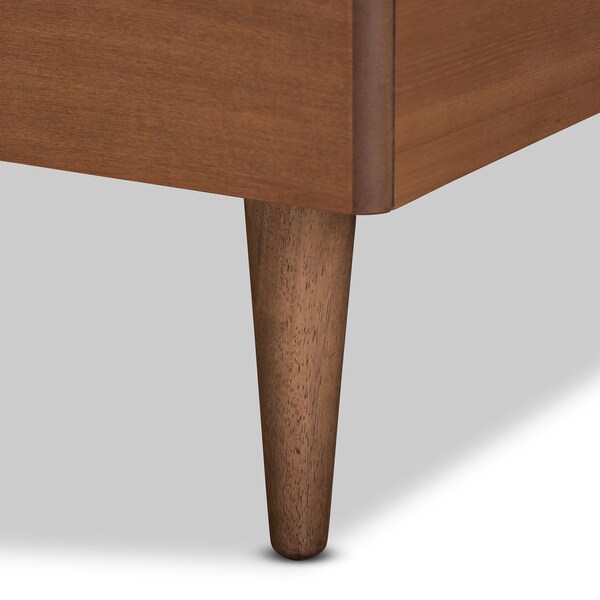 Baxton Studio Hiro Mid-Century Modern Walnut Brown Finished Wood Twin Size Platform Bed - 186-11160-11158-ZORO