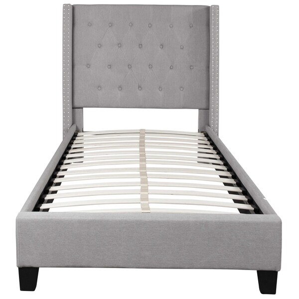 Flash Furniture Platform Bed, Riverdale, Twin, Light Gray - HG-41-GG