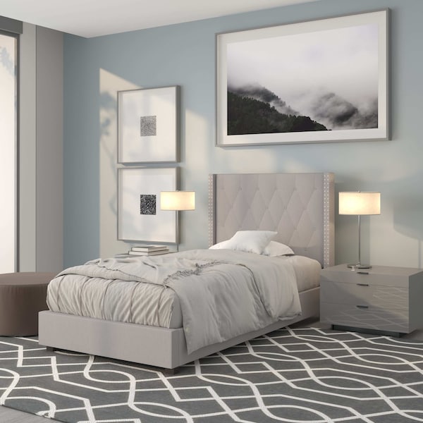 Flash Furniture Platform Bed, Riverdale, Twin, Light Gray - HG-41-GG