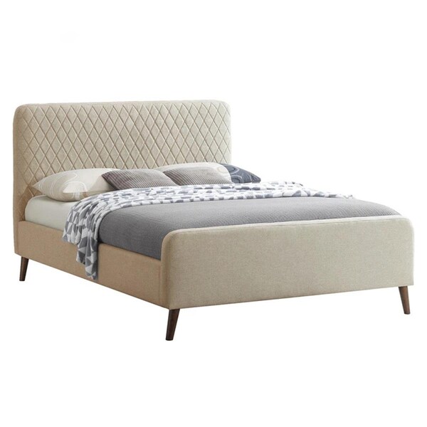 Kd Muebles De Dormitorio Roza Velvet Upholstered Queen Bed with Headboard, Champaign - KD2194643