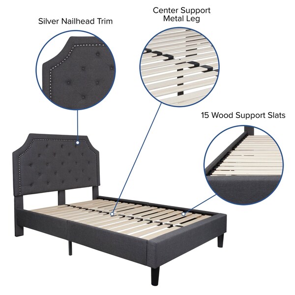 Flash Furniture Brighton Full Platform Bed, Dark Gray - SL-BK4-F-DG-GG