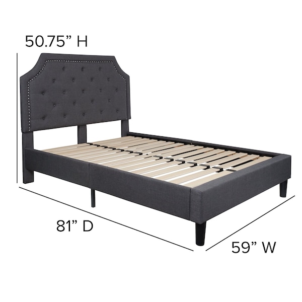 Flash Furniture Brighton Full Platform Bed, Dark Gray - SL-BK4-F-DG-GG