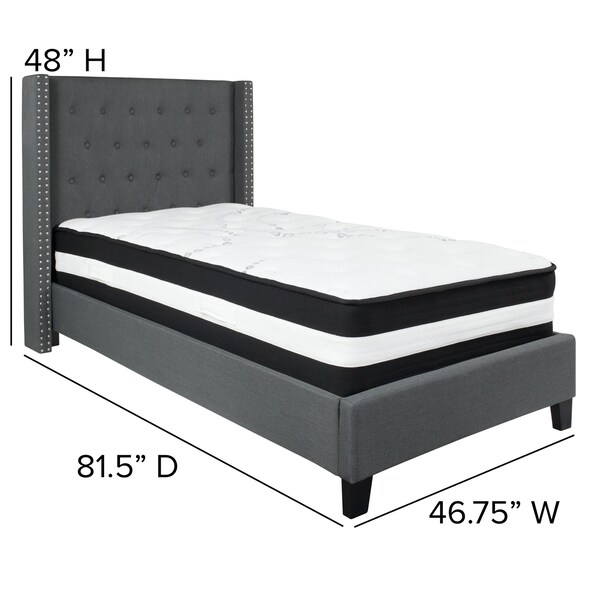 Flash Furniture Platform Bed Set, Riverdale, Twin, Dark Gry - HG-BM-45-GG