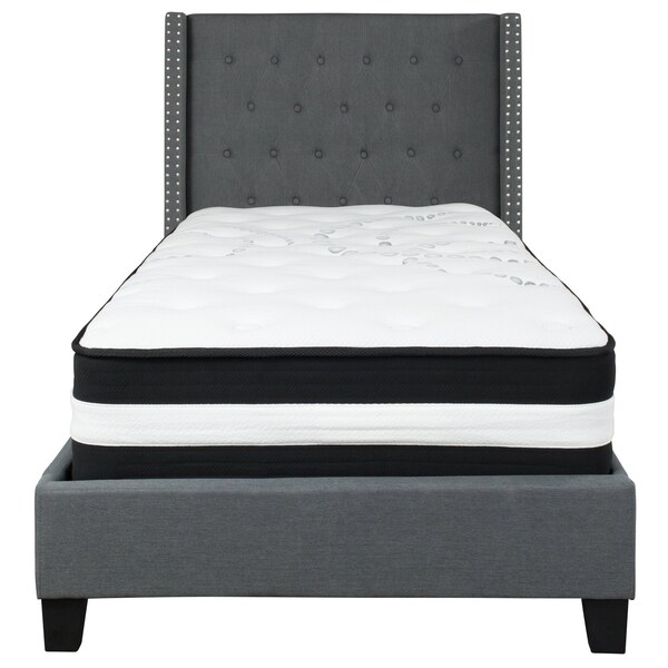 Flash Furniture Platform Bed Set, Riverdale, Twin, Dark Gry - HG-BM-45-GG