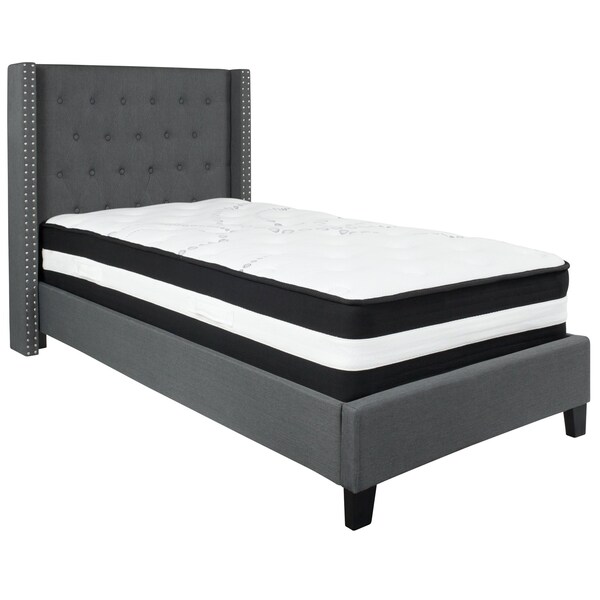 Flash Furniture Platform Bed Set, Riverdale, Twin, Dark Gry - HG-BM-45-GG