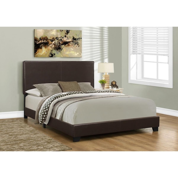 Gfancy Fixtures 45.75 in. Solid Wood MDF & Foam Queen Size Bed with Leather Look - GF3100200